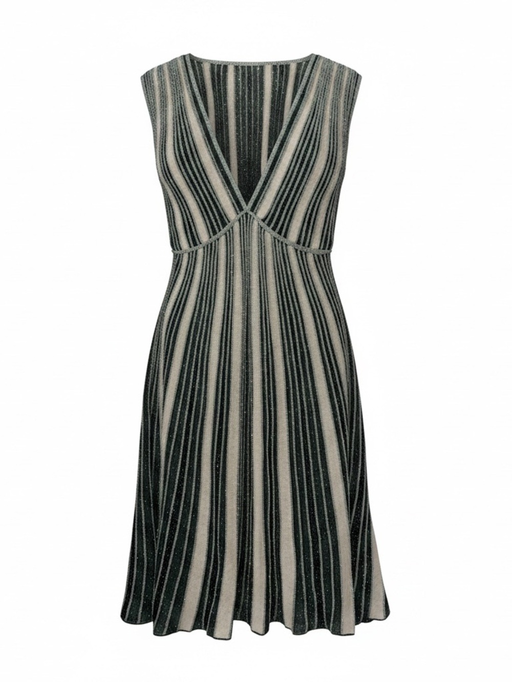 Beautiful Classic Missoni Green Burgundy and Cream Metallic Dress
